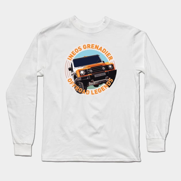 4x4 Offroad Legends:  Ineos Grenadier (Scottish white/orange) Long Sleeve T-Shirt by OFFROAD-DESIGNS